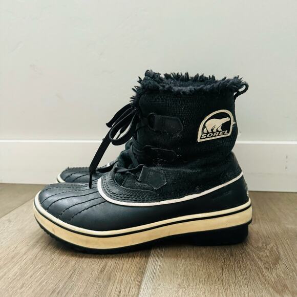 Sorel Tivoli Black lined Winter mini short lace up Boots woman’s 7 - Picture 1 of 10